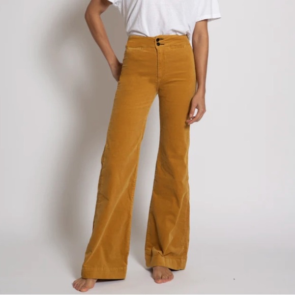 ASKK NY Pants - ASKK NY Mustard Wide Leg Brighton Corduroy Pants
